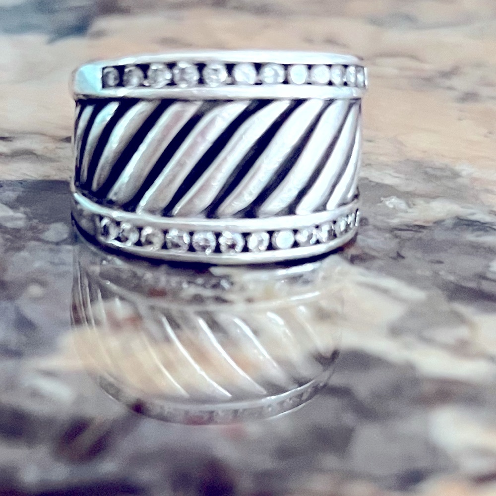 🌸DAVID YURMAN🌸DIAMOND WIDE BAND CIGAR RING! SZ 6! EUC!